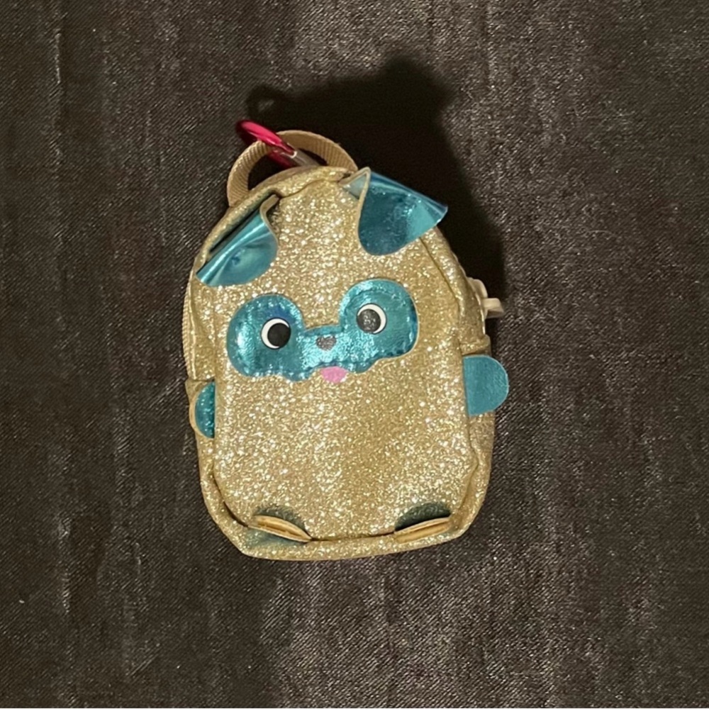 Moose Brand Puppy Glitter Gold & Blue Mini Bag